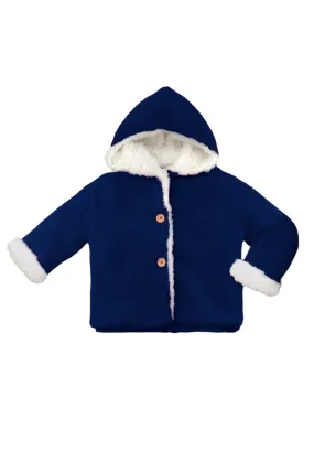 8192-Navy Baby Boy Hooded Sherpa Lined Jacket