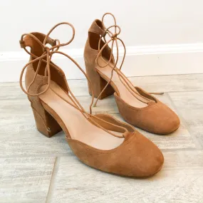 Aldo Suede Camel Block Strappy Heels 10