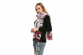 Charlotte Abstract Burgundy & Grey Print Scarf