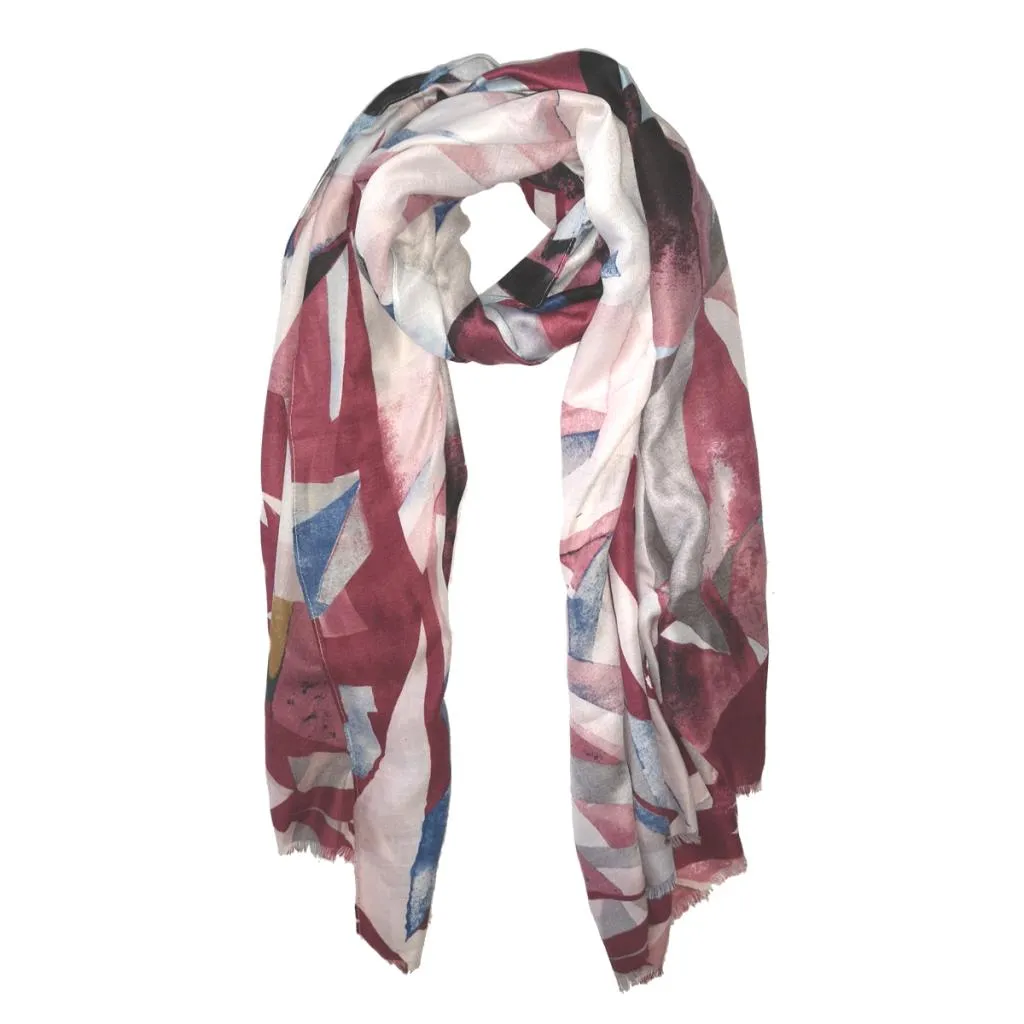 Charlotte Abstract Burgundy & Grey Print Scarf