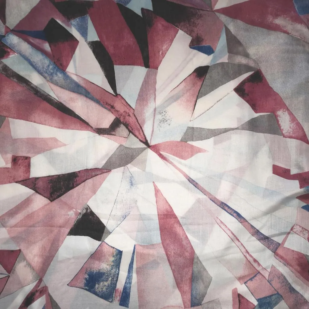 Charlotte Abstract Burgundy & Grey Print Scarf