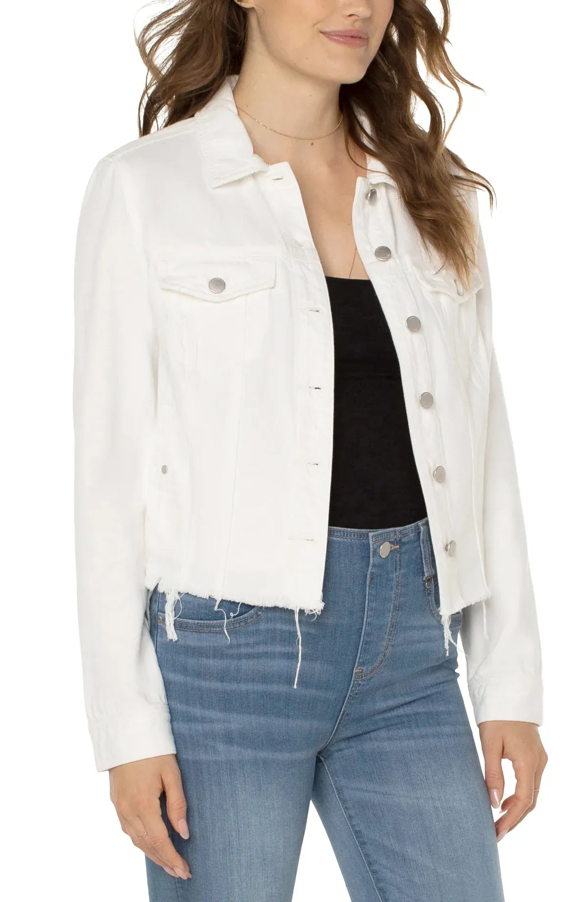 CLASSIC DENIM JACKET WITH SHREDDED HEM LM1796QN