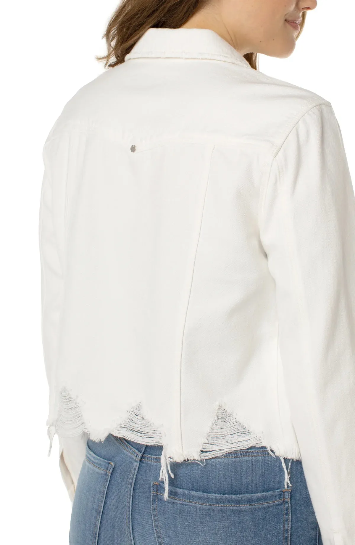 CLASSIC DENIM JACKET WITH SHREDDED HEM LM1796QN