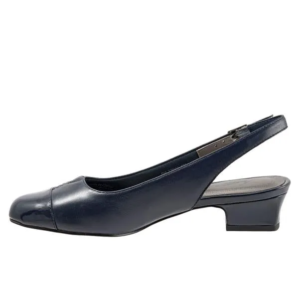 Dea Navy Sling-back Low Heeled Dress Shoes