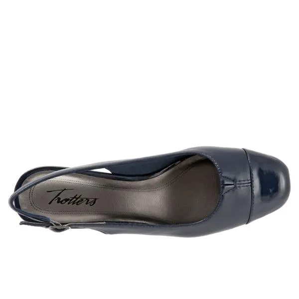 Dea Navy Sling-back Low Heeled Dress Shoes