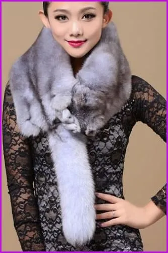 Fox Fur Collar Scarf 110CM