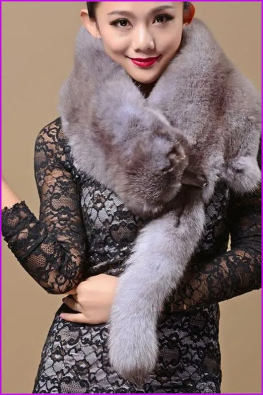 Fox Fur Collar Scarf 110CM