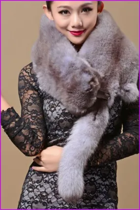 Fox Fur Collar Scarf 110CM