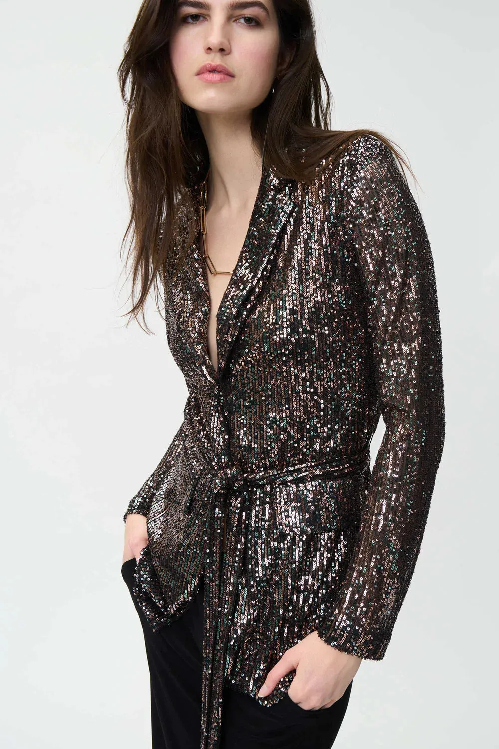 JOSEPH RIBKOFF 224263 Dazzle Me Blazer in Metallic Sequin