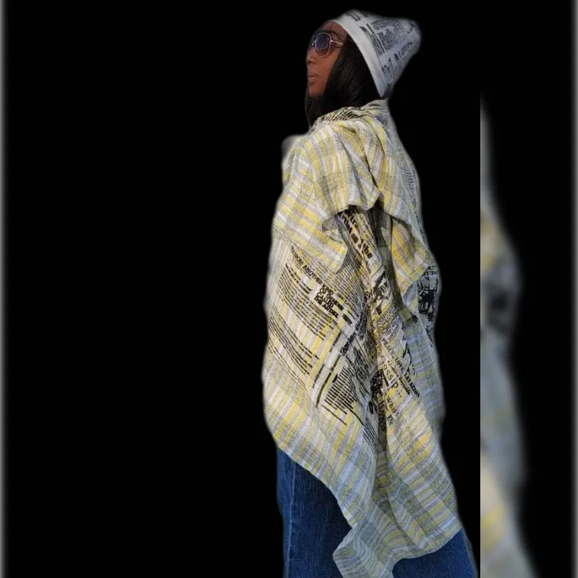 Lavazzon Large newsprint  Blanket scarf/ throw