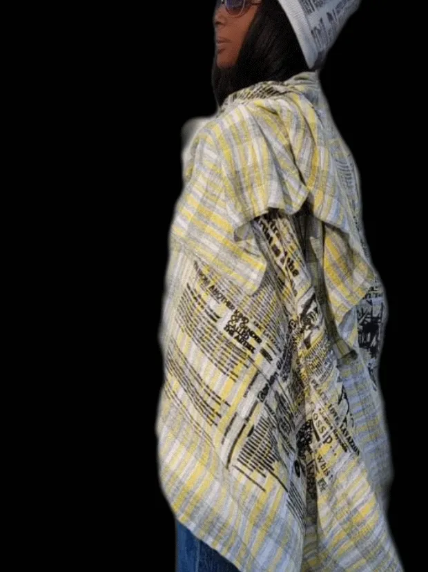 Lavazzon Large newsprint  Blanket scarf/ throw