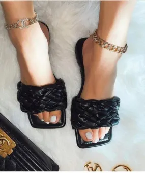 Leather Quilted Slides