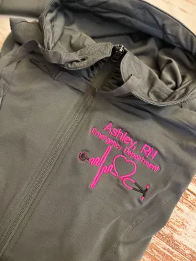 Personalized Nurse Full Zippered Jacket|Lightweight Jacket|Personalized Nurse Polyester Jacket | Personalized Ladies Nurse| Heart Stethoscope