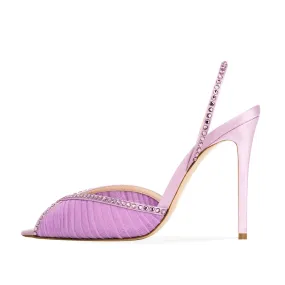 Trend4us Luxe Rhinestone Mesh Slingback Heels
