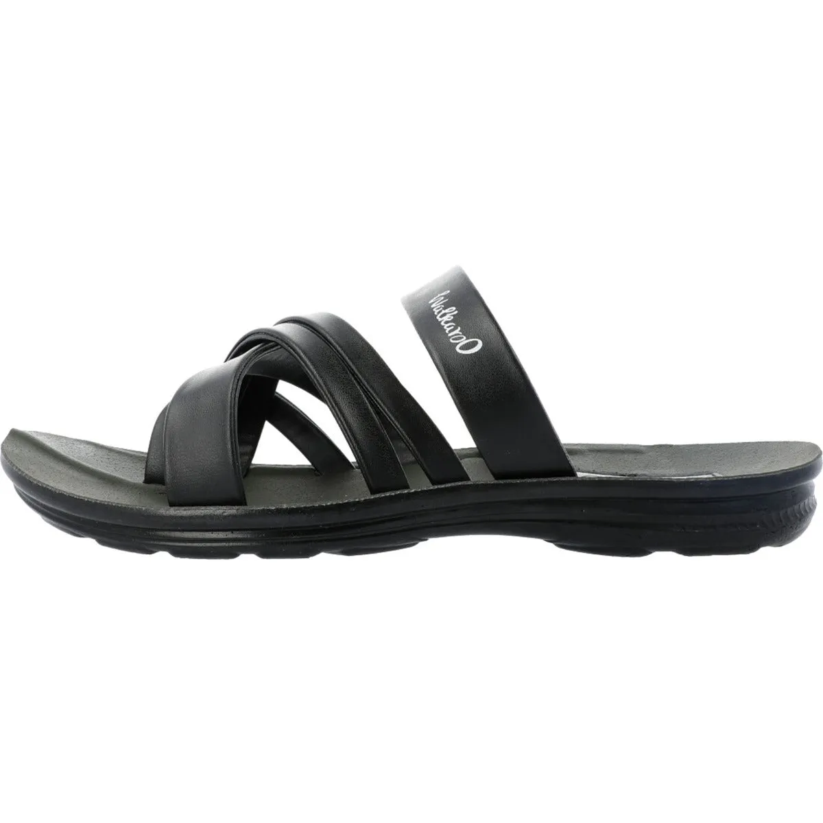 Walkaroo Men Cross Strap Slide Sandals  - W5687 Green