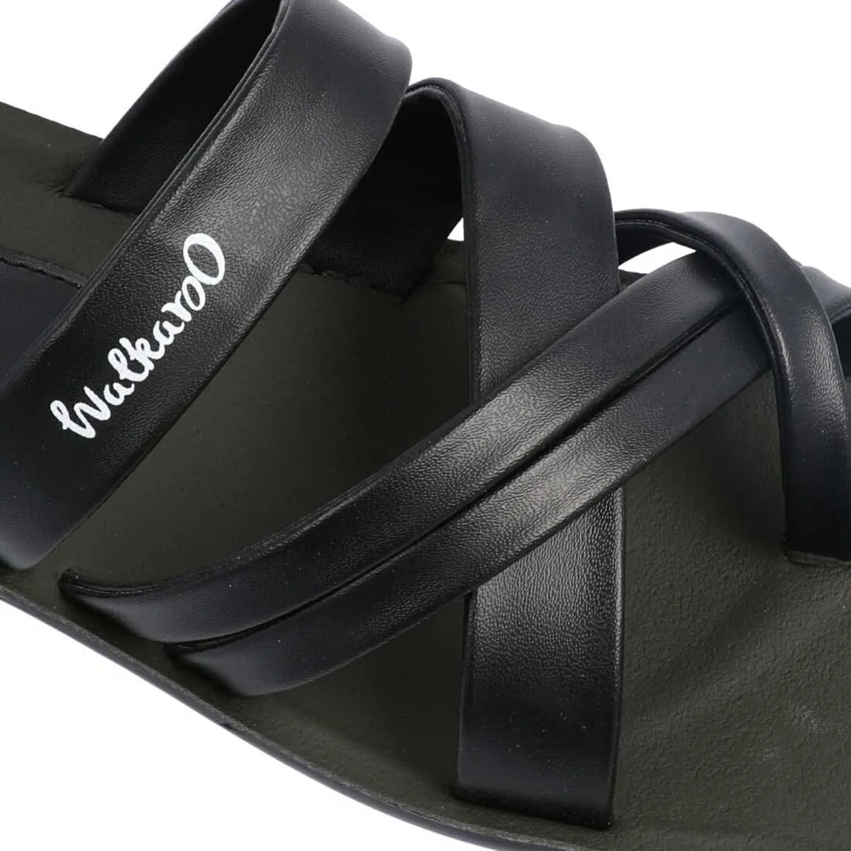 Walkaroo Men Cross Strap Slide Sandals  - W5687 Green